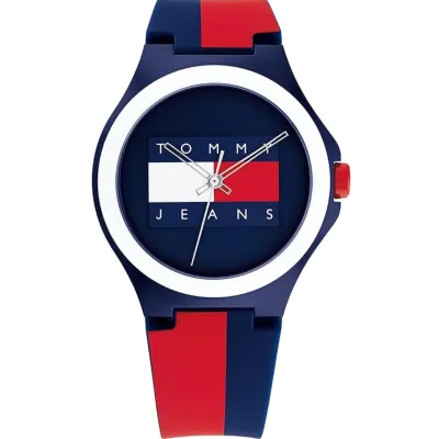 Tommy Hilfiger Navy & Red Silicone Band Navy Dial Unisex Watch 